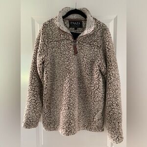 PAAZA Womens Brown Sherpa 1/4 Zip Pullover Sweatshirt Size M 0068